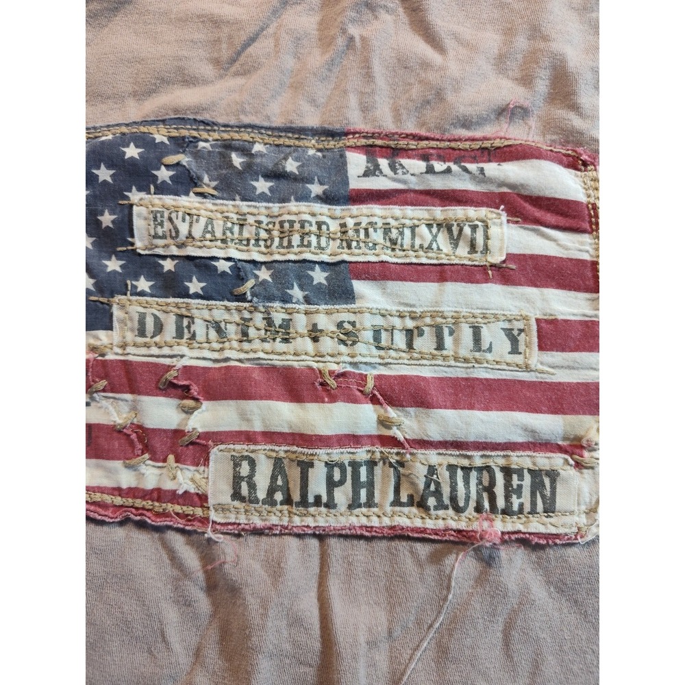 Denim And Supply Ralph Lauren American Flag Patchwork T-Shirt Men's Size L 1161 - Picture 2 of 6